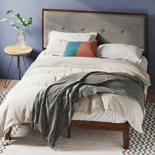 Zinus Moiz 42 inch Wood Platform Bed Frame with Adjustable Upholstered